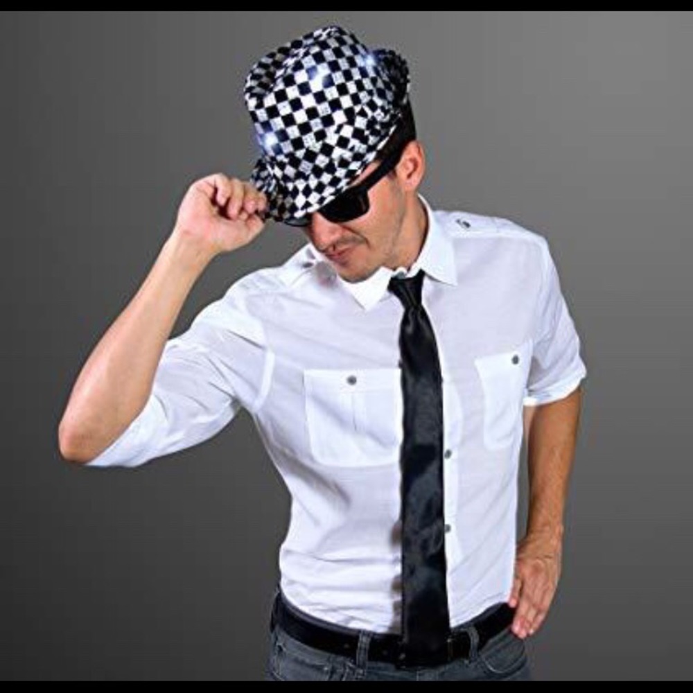 Light up checkered fedora